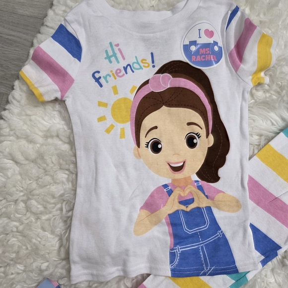 NWT Ms. Rachel Toddler Pajamas - Size 4T - "Hi Friends!" Striped Set - NEW - Picture 2 of 4